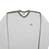 ADIDAS Mens Grey & Green V-Neck XL Sweatshirt Cotton Blend Casual Sportswear