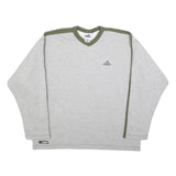 ADIDAS Mens Grey & Green V-Neck XL Sweatshirt Cotton Blend Casual Sportswear