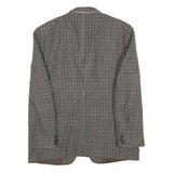FREY Mens Brown & Grey Houndstooth Button Jacket L Woven Classic Tailored