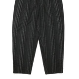 Womens Black Relaxed Wool Blend Stripe Trousers W26 L28 Stylish Zip Closure