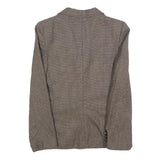 SIR Womens Brown Wool Check Jacket S Woven Classic Button Closure Blazer