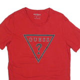 GUESS Mens Red Graphic T-Shirt M Short Sleeve Crew Neck Cotton Blend
