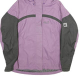 JACK WOLFSKIN Womens Purple & Grey Outdoor Jacket UK 16 Polyamide Zip Hooded
