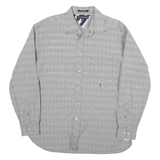 TOMMY HILFIGER Mens Grey Check Shirt L Cotton Blend Classic Fit Casual