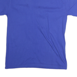 Mens Blue Plain Cotton T-Shirt M Short Sleeve Crew Neck Casual Basic