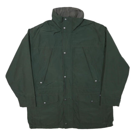 WOOLRICH Mens Green Jacket L Polyester Blend Zip Plain Outdoor Casual
