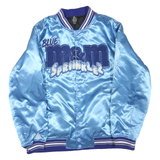 TORCHWORLD Mens Blue Satin Button Jacket L Plain Varsity Style Sportswear