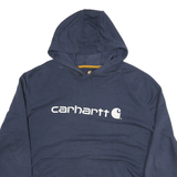 CARHARTT Mens Navy Blue Logo Print Pullover Hoodie 2XL Cotton Blend Casual