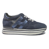 HOGAN Mens Platform Trainers Blue Leather UK 6.5 Stylish Casual Lace-Up