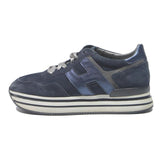 HOGAN Mens Platform Trainers Blue Leather UK 6.5 Stylish Casual Lace-Up