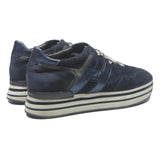 HOGAN Mens Platform Trainers Blue Leather UK 6.5 Stylish Casual Lace-Up