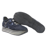 HOGAN Mens Platform Trainers Blue Leather UK 6.5 Stylish Casual Lace-Up