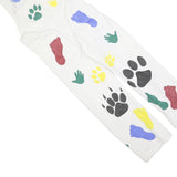 Womens White Cotton Blend Dungarees Loose Fit Plain S W30 L27 Printed Hand Paw