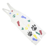 Womens White Cotton Blend Dungarees Loose Fit Plain S W30 L27 Printed Hand Paw