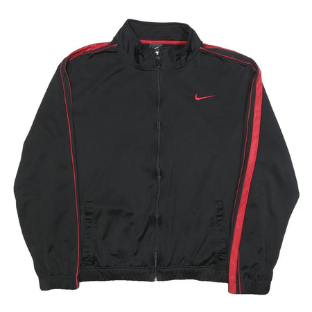 NIKE Mens Black & Red Jacket L Polyester Zip Plain Sports Casual Wear