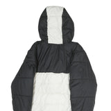 NIKE Mens Black & White Zip Up Puffer Jacket S Polyester Therma-Fit Hooded