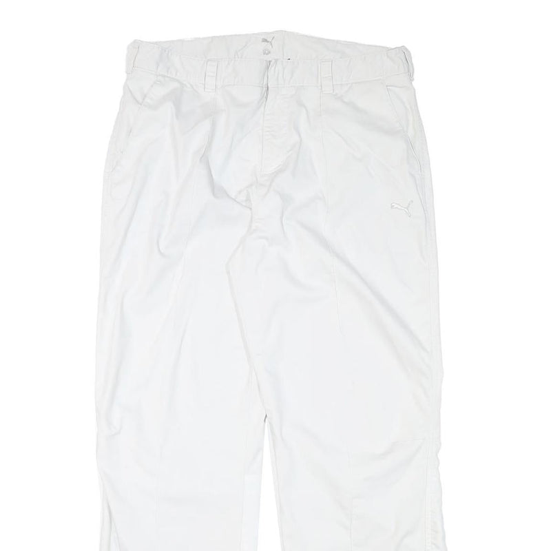 PUMA Mens Polyester Blend White Relaxed Straight Trousers W33 L30 Casual