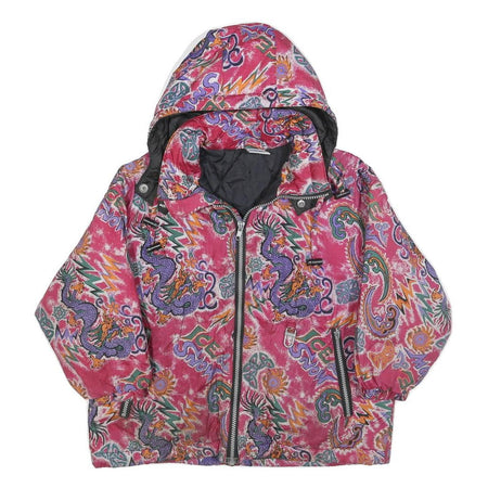 RODEO Girls Pink Purple Graphic Print Jacket M Polyester Blend Zip Hooded