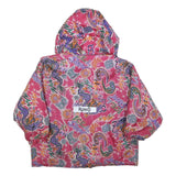 RODEO Girls Pink Purple Graphic Print Jacket M Polyester Blend Zip Hooded