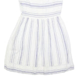 FAT FACE Womens White & Blue Striped Day Cotton Blend Sleeveless Knee Length