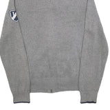 TOMMY HILFIGER Womens Grey Patterned Jumper Zip Up Crew Neck Cotton Blend M