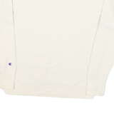 CHAMPION Womens White Cotton Blend Crew Neck Sweatshirt L Classic Logo Print
