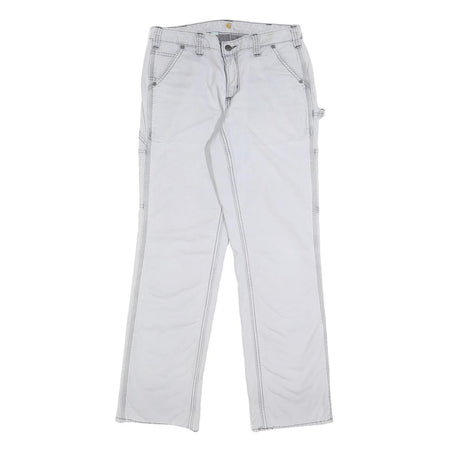 CARHARTT Fleece Lined Womens White Regular Straight Carpenter Trousers W29 L30