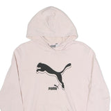 PUMA Womens Pink Hoodie L Cotton Blend Pullover Logo Sweatshirt