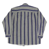 GEOFFREY BEAN Mens Blue & White Striped Shirt L Cotton Long Sleeve Button