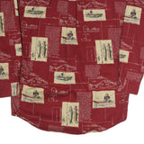 CHAPS Mens Red & Beige Pattern Cotton Shirt M Button-Down Casual Long Sleeve
