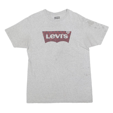LEVI'S Mens Grey Graphic T-Shirt M Short Sleeve Crew Neck Cotton Blend Jersey