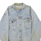WRANGLER Mens Blue Denim Jacket L Cotton Blend Button Classic Vintage Western