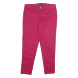 TOMMY HILFIGER Womens Cotton Blend Red Regular Trousers W32 L28 Classic Zip