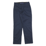 DICKIES Womens Cotton Blend Navy Regular Straight Trousers W26 L28 Workwear Zip