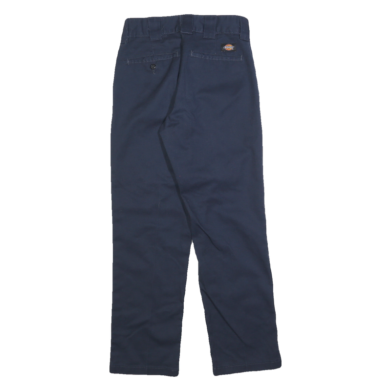 DICKIES Womens Cotton Blend Navy Regular Straight Trousers W26 L28 Workwear Zip