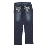 SOKU Womens Jeans Blue Regular Straight Denim Medium W30 L28 Embroidered Back