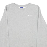 NIKE Mens Grey Cotton Crew Neck Sweatshirt M Plain Pullover Logo