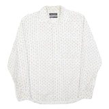 MARC O'POLO Mens White & Grey Patterned Shirt M Cotton Blend Long Sleeve Casual