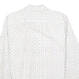 MARC O'POLO Mens White & Grey Patterned Shirt M Cotton Blend Long Sleeve Casual