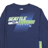 NFL Mens Blue Seattle Seahawks Long Sleeve Crew Neck Graphic T-Shirt L