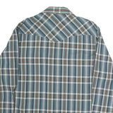 WRANGLER Mens Blue Green & Brown Plaid Western Shirt L Long Sleeve Cotton Casual