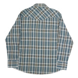 WRANGLER Mens Blue Green & Brown Plaid Western Shirt L Long Sleeve Cotton Casual