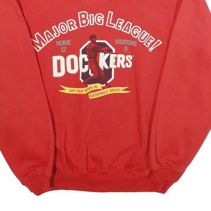 DOCKERS Mens Red Major Big League Polo Collar S Baseball Sweatshirt
