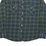 WRANGLER Mens Green & Blue Checked Shirt L Cotton Blend Casual Long Sleeve