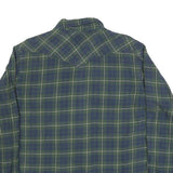 WRANGLER Mens Green & Blue Checked Shirt L Cotton Blend Casual Long Sleeve