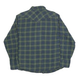 WRANGLER Mens Green & Blue Checked Shirt L Cotton Blend Casual Long Sleeve