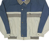 Mens Blue & Cream Colourblock Zip Polyester Blend Jacket XL Outdoor Casual Wear