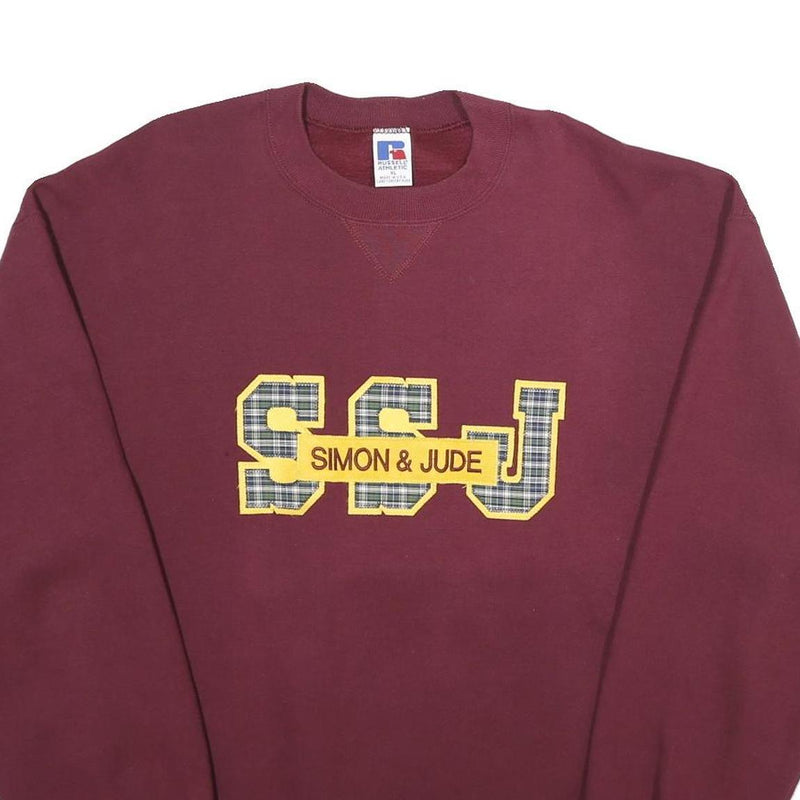 RUSSELL ATHLETIC Mens Maroon Simon & Jude Crew Neck XL Sweatshirt Cotton Blend