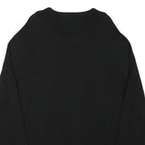 CALVIN KLEIN Mens Black Plain V-Neck Basic Knit Jumper L Cotton Blend Soft