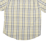 NAUTICA Mens Yellow & Grey Checked Short Sleeve Shirt L Cotton Blend Casual